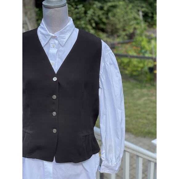 Vintage 90s Emanuel Ungaro Womens Brown Silk Button-Front Vest Luxury Staple, 12 - Picture 11 of 16